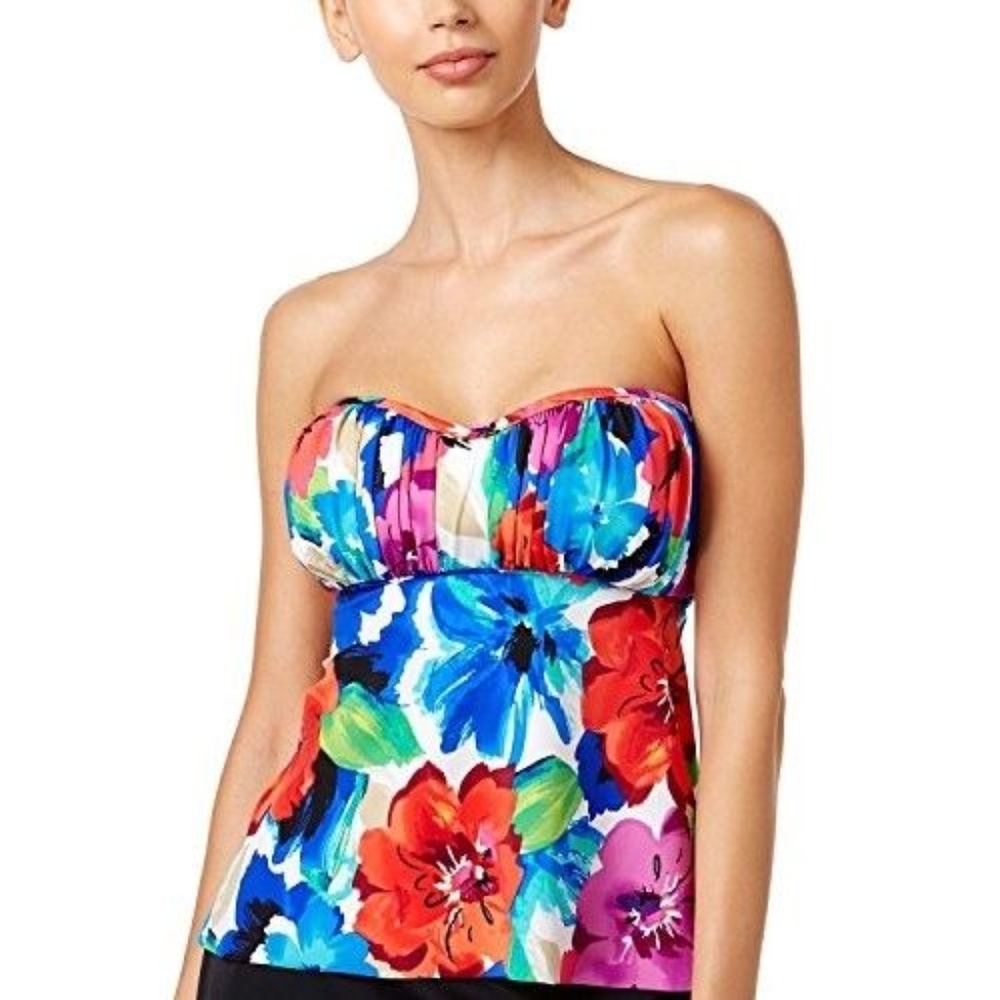 Swim Solutions Womens Floral Print Tankini Top